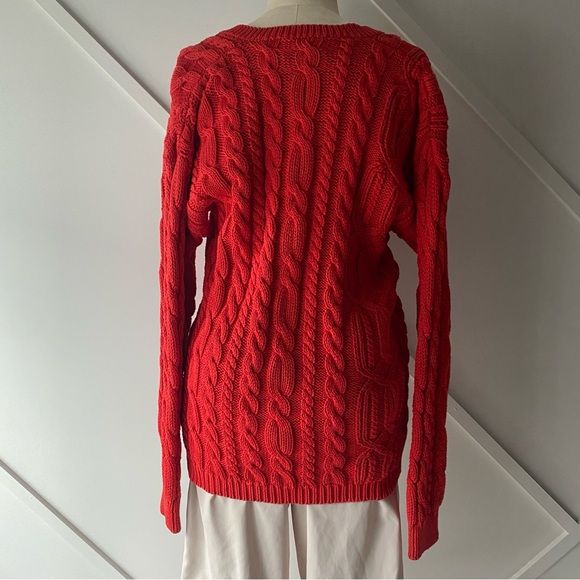 Vintage Perry Ellis Cable Knit V Neck Sweater - S - Picture 3 of 14